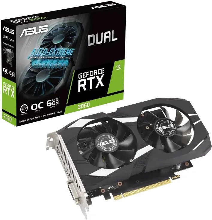 Видеокарта ASUS GeForce RTX 3050 DUAL-RTX3050-O6G, 6 ГБ