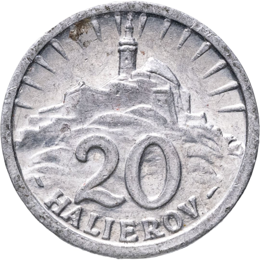 Словакия 20 геллеров halierov 1942, Алюминий, в сохранности AU-UNC