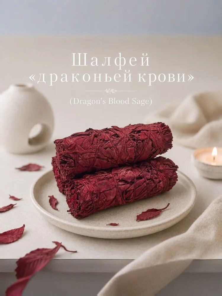 Dragons Blood Sage / Красный шалфей 1 шт пучка для очищения пространства, натуральная трава для окуривания, медитации и ароматерапии