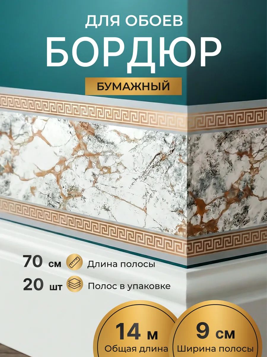 Бордюр для обоев Бумажные 14 м, 0.09 м