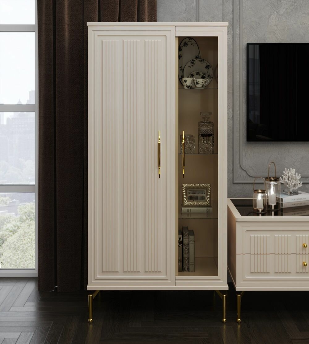 Шкаф-витрина 2-дверный Alba Замира низкая бежевый