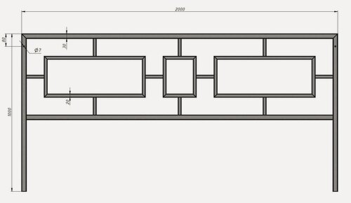 Изображение товара Ограждение 100х200 см, профиль 30х30, 20х20 стенка 1,5 мм, 1 шт