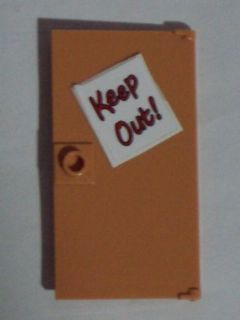 Door 1 x 4 x 6 with Stud Handle with 'Keep Out!' Sign Pattern (Sticker) - Set 71006, 60616pb019 Nougat N