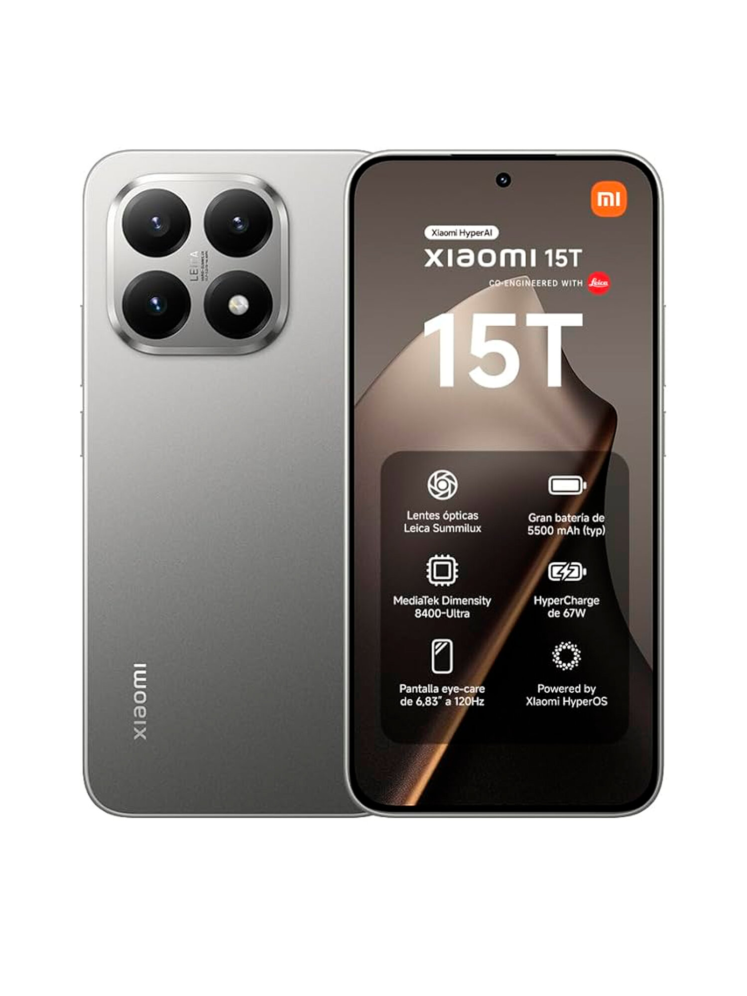 Смартфон Xiaomi 15T, Android 15 HyperOS, камера 50-12МП, 512ГБ Грай — фото 1