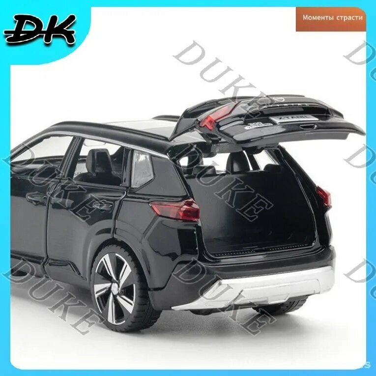 Инерционная модель автомобиля Nissan X-Trail 1/32 с открывающимися дверями, капотом и багажником, световыми и звуковыми эффектами для детей