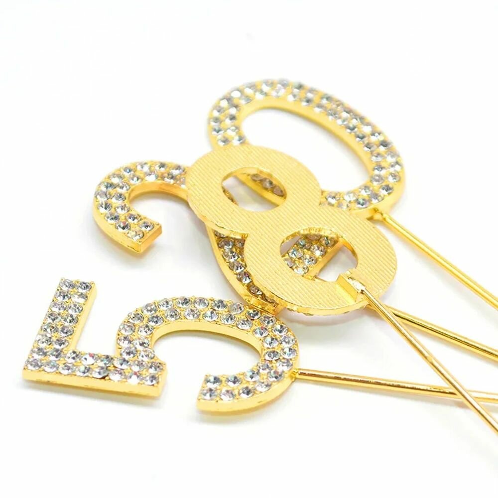 Топпер 0 металлический золотистый со стразами — фото 1