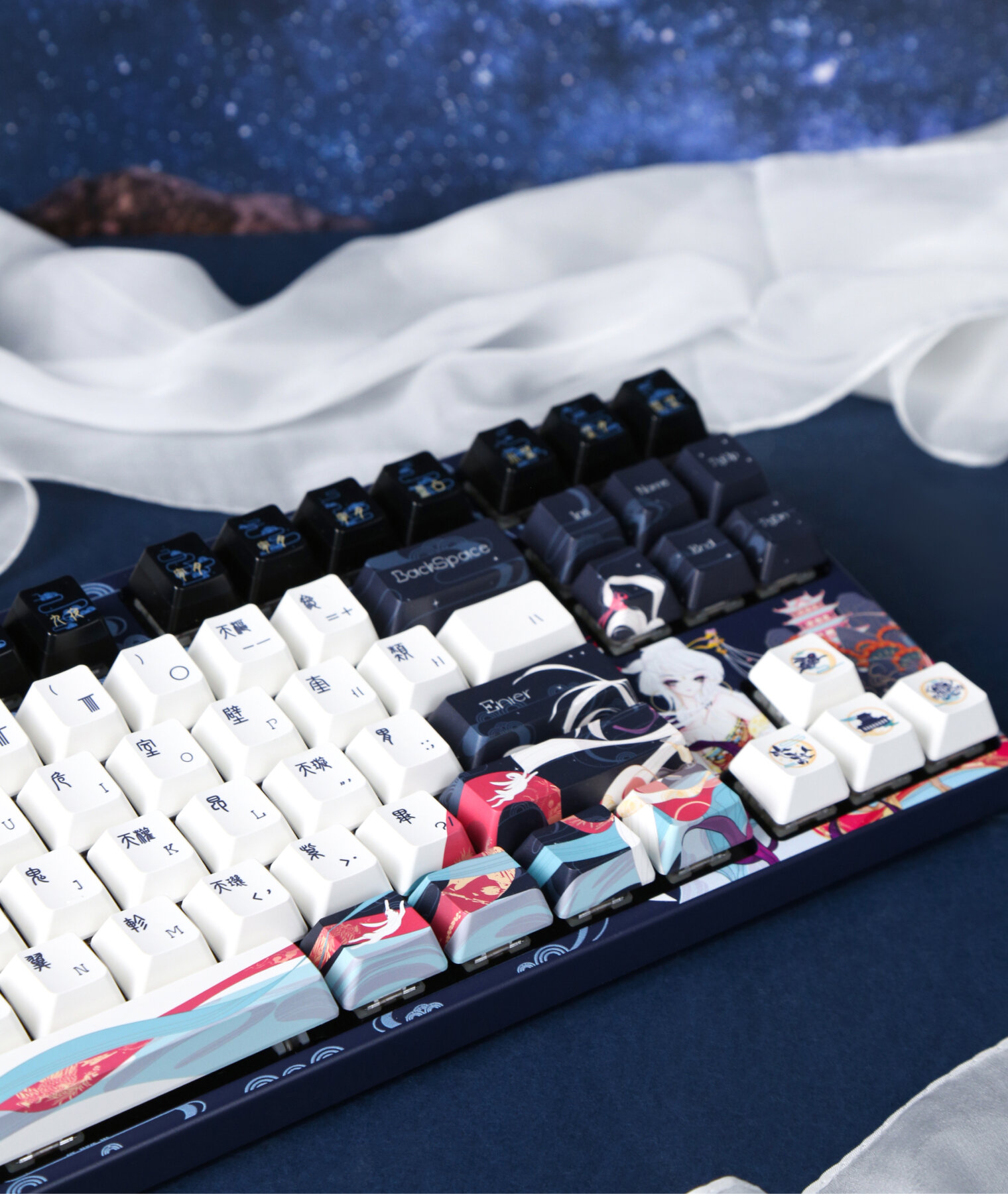Клавиатура механическая Varmilo VPM87 Chang’e EC V2 Sakura 87 клавиш USB White LED EN