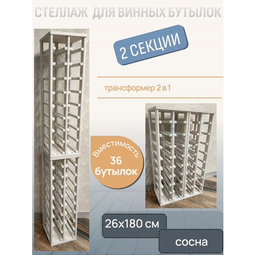фото Стеллаж винный rackforwine узкий двурядный двухсекционный на 36 бутылок цвет белый craft_tools