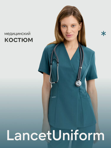 Изображение товара LancetUniform Женский хирургический костюм с топом на завязках изумрудный
