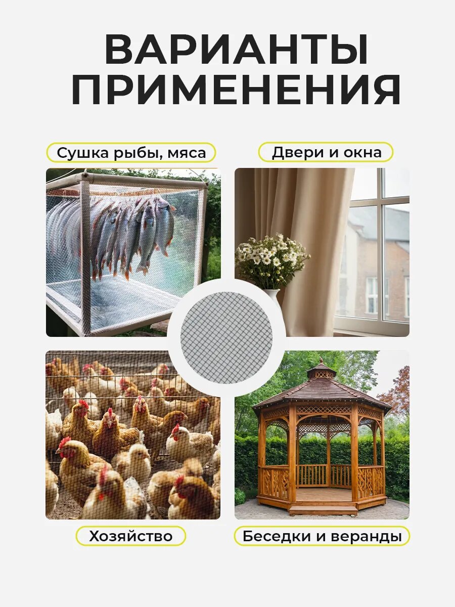 Москитная сетка в рулоне 1м х 9м мелкоячеистая, серая, для окон, дверей и вентиляции — фото 1