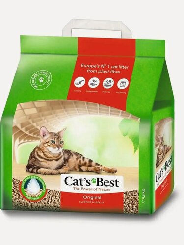 Изображение товара Наполнитель для кошачьего туалета Cats Best Original комкующийся древесный без запаха 4,3 кг/ 10 л