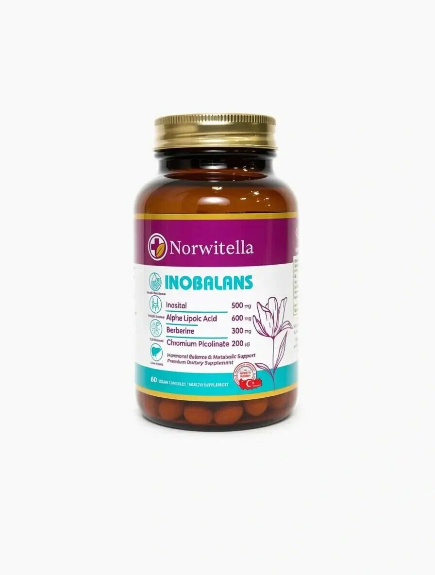 Для похудения БАД Norvitella INOBALANS, для гормонального баланса, 60 капсул, без ГМО, Турция