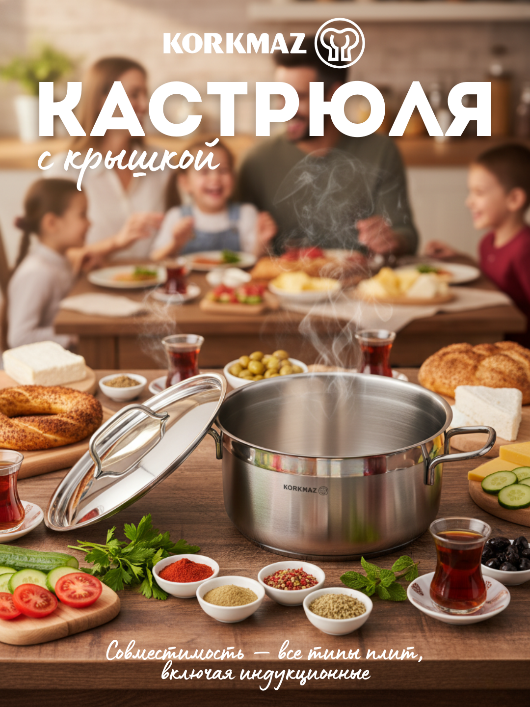 Кастрюля нержавеющая сталь KORKMAZ ALFA A1020 5,5 л, с крышкой