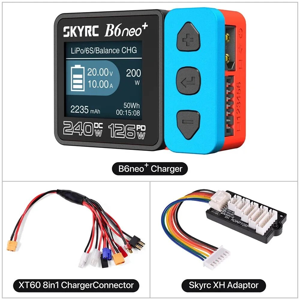 SKYRC B6neo+ - интеллектуальное зарядное устройство 240W/126W (PD, XT60/Type-C) с функцией разряда для LiPo/Li-ion/NiMH