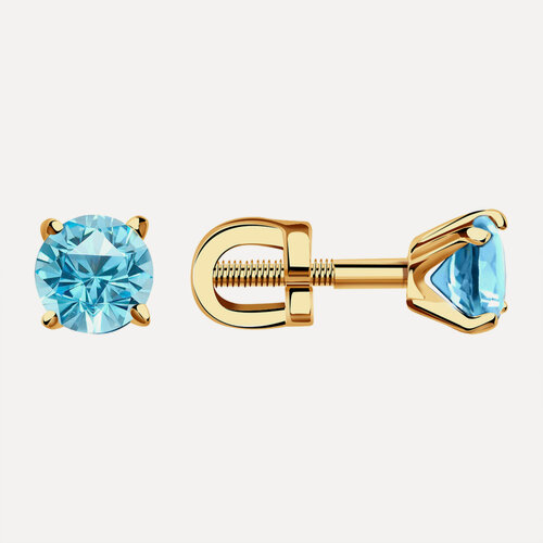 Изображение товара Серьги пусеты, красное золото, 585 проба, топаз