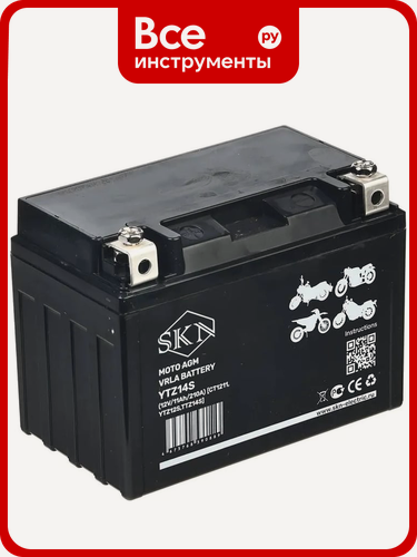 Изображение товара Аккумулятор стартерный для мототехники SKN YTZ14S (12V/11Ah/210A) [CT 1211, YTZ12S, TTZ14S] 025284