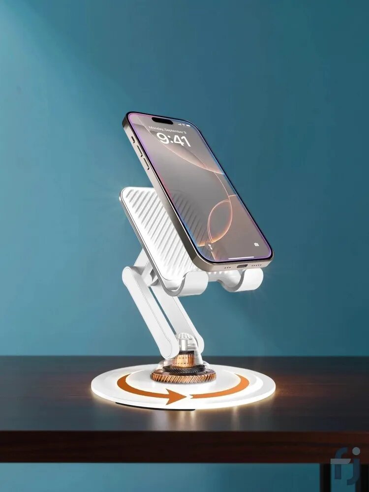 Подставка для телефона 360 Stand, держатель настольный с регулировкой угла наклона и поворотом на 360 градусов; цвет белый