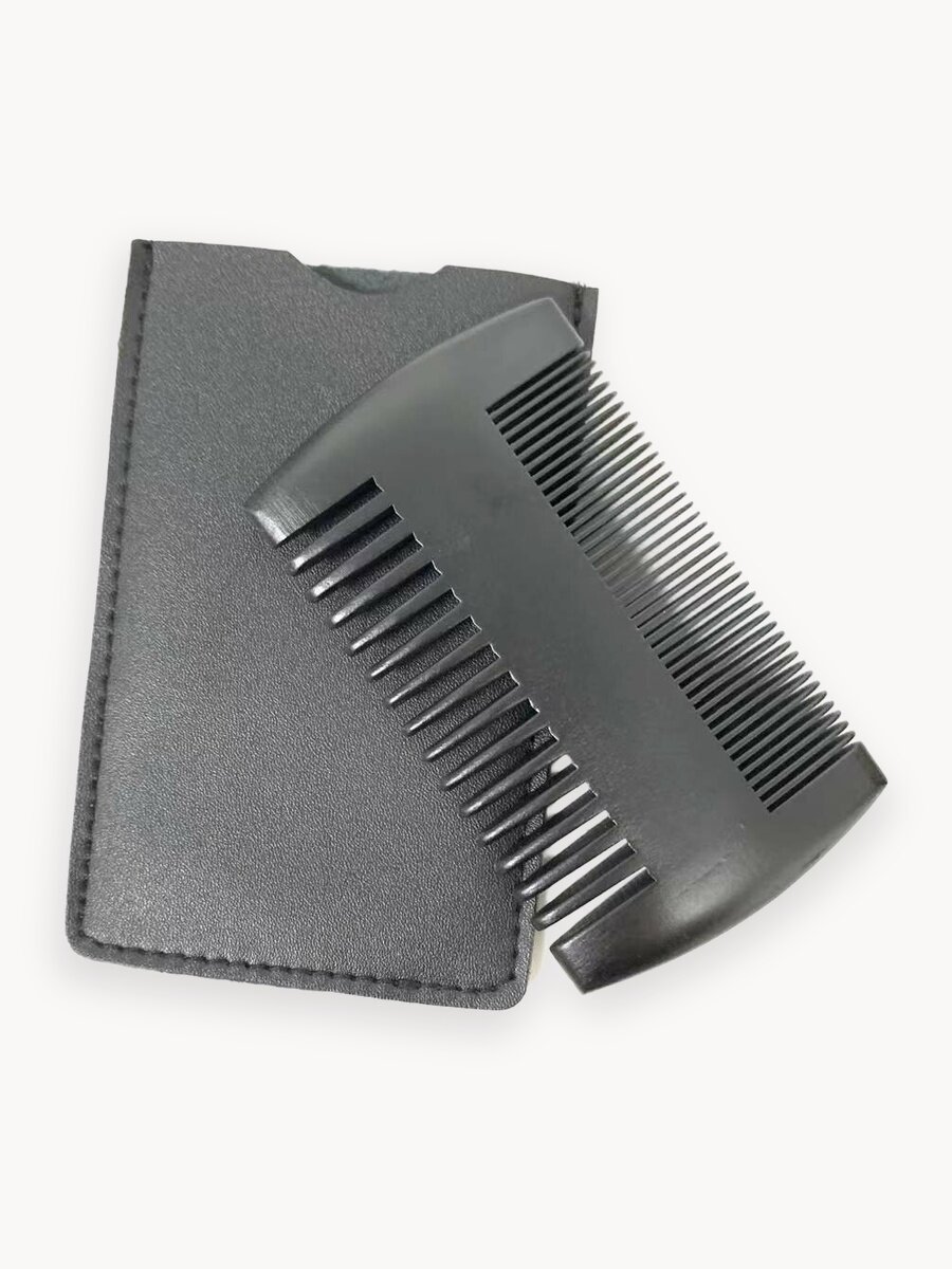 Расческа-гребень для бороды и усов из сандалового дерева в чехле (Черная)