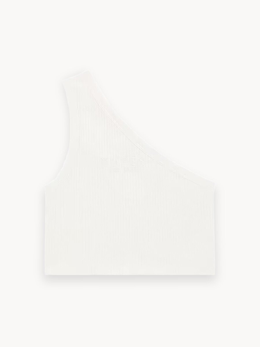 Топ GUESS GARMENT DYE ONE SHOULDER TOP, размер 14 лет, белый