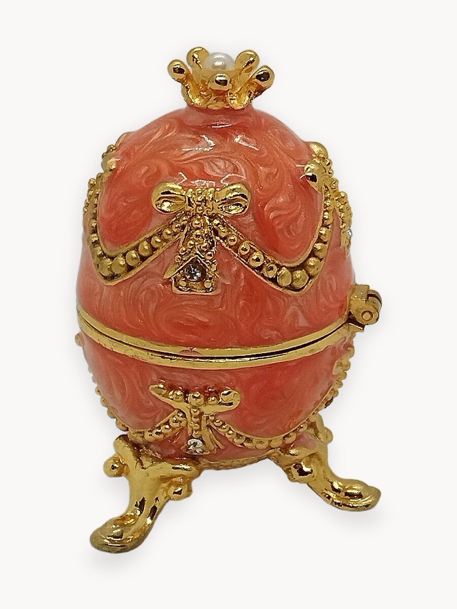Яйцо Фаберже с короной и бантиками малое, розовое