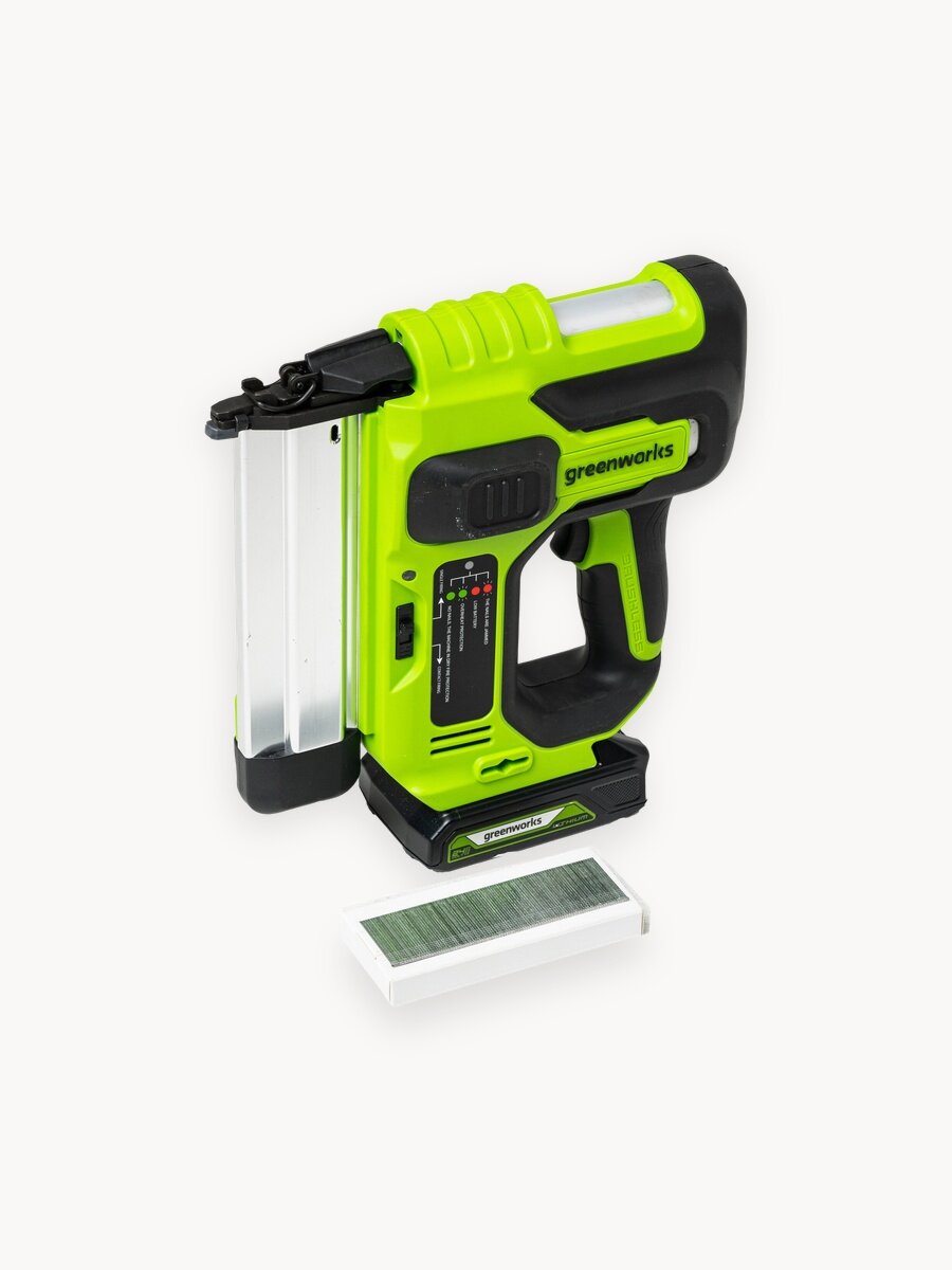 Нейлер пистолет гвоздезабивной 24V, б/щет, LED,1х2Ач, ЗУ, в коробке