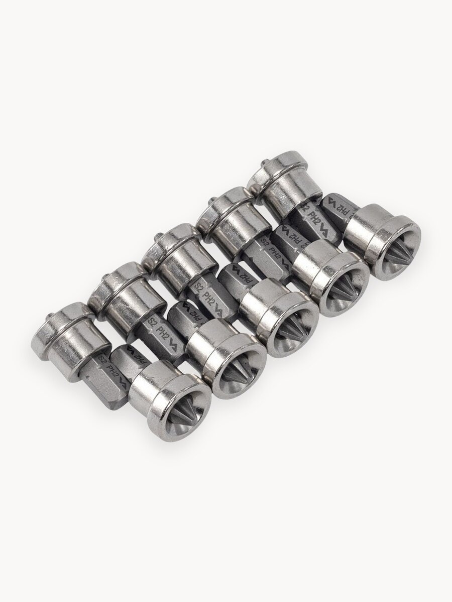 Биты магнитные с ограничителем PH2 x 25 мм 10 шт VIRA