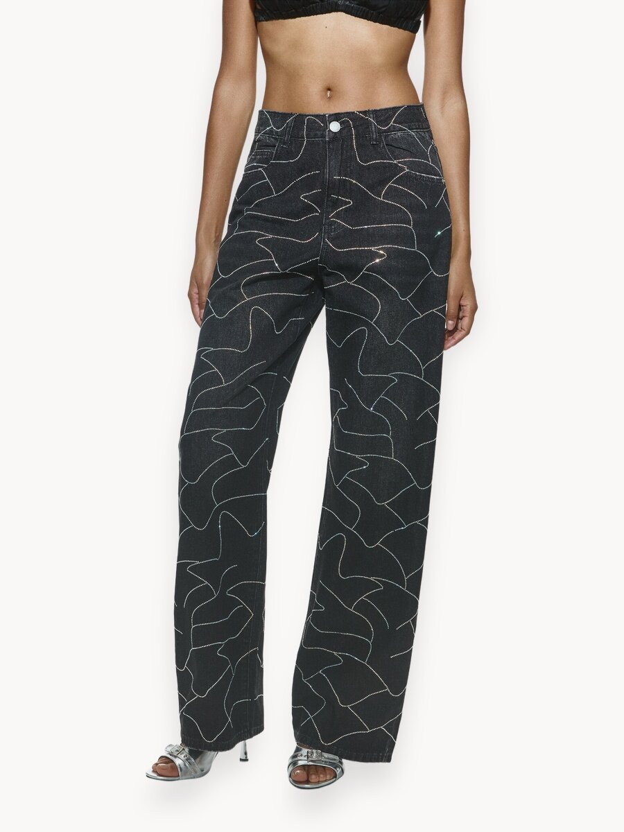 Джинсы широкие Sela, размер S INT, темно-серый деним