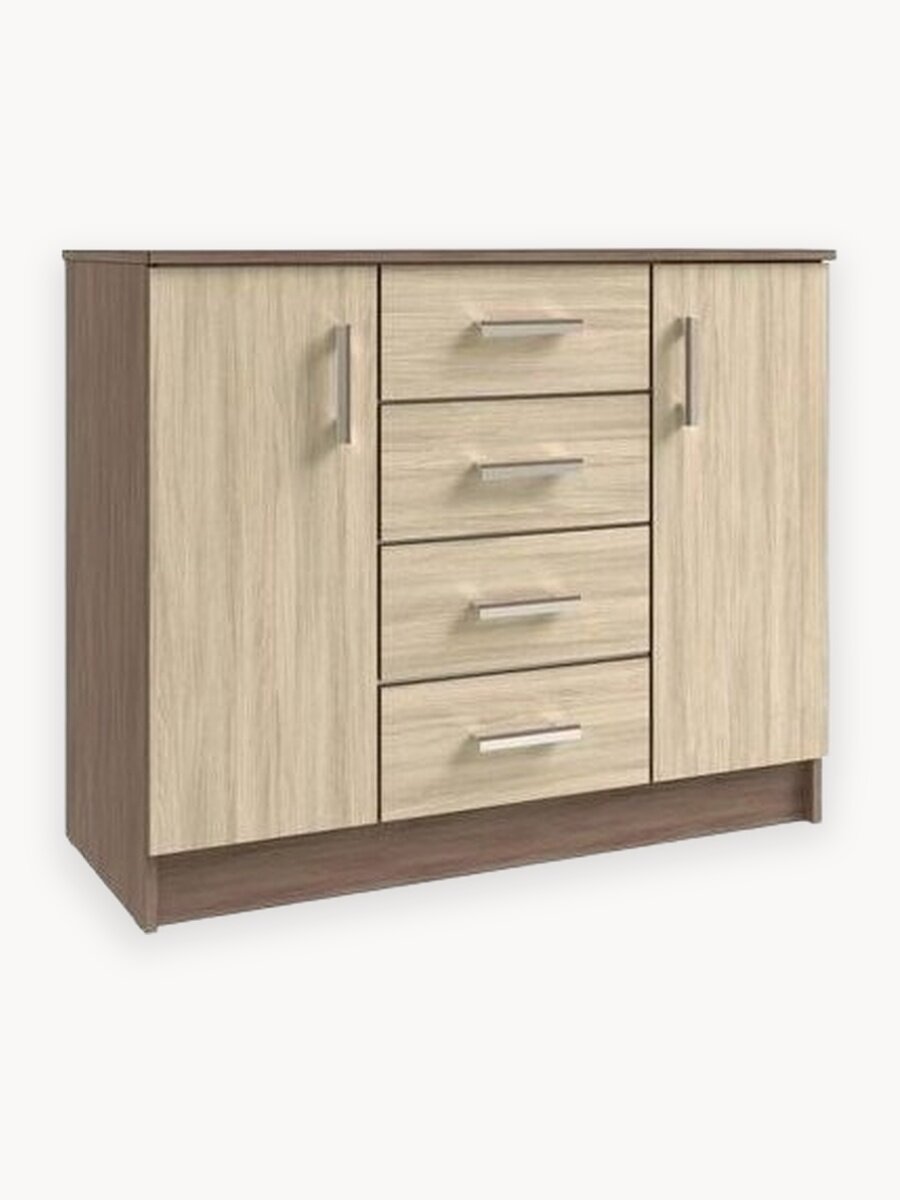 Комод комбинированный Эра К1000-2Д ЛДСП (100х44х83 см), Ясень Шимо темный/светлый