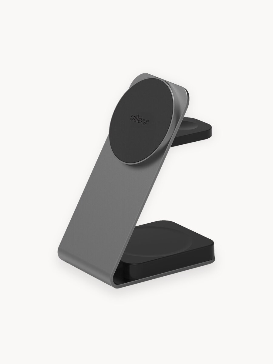 Беспроводная зарядка 3 в 1 uBear Level Pro, Apple Watch совместимость, Qi, 25 Вт, цвет: серый