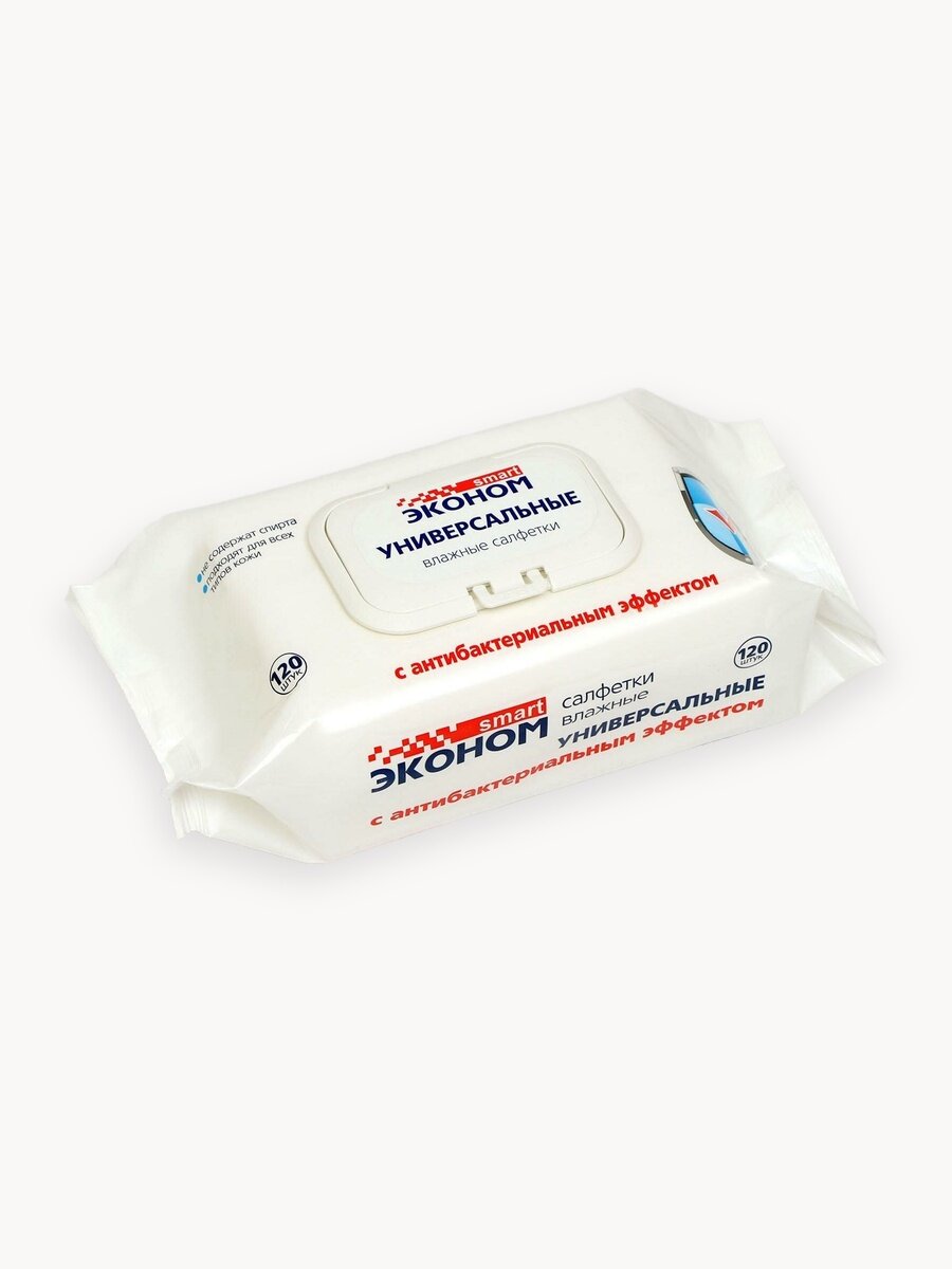 Влажные салфетки "Эконом Smart", универсальные, без спирта, антибактериальные, 120 штук