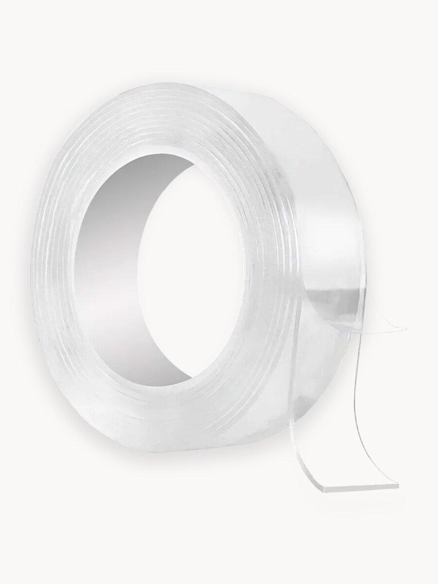 Клейкая лента (10 мм*1 мм*3 м) двухсторонний скотч (нано-лента), многоразовый, Прозрачный, 1 шт.