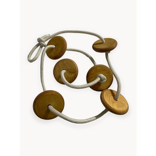 Канат детский спортивный тренировочный с деревянными уступами, лиана