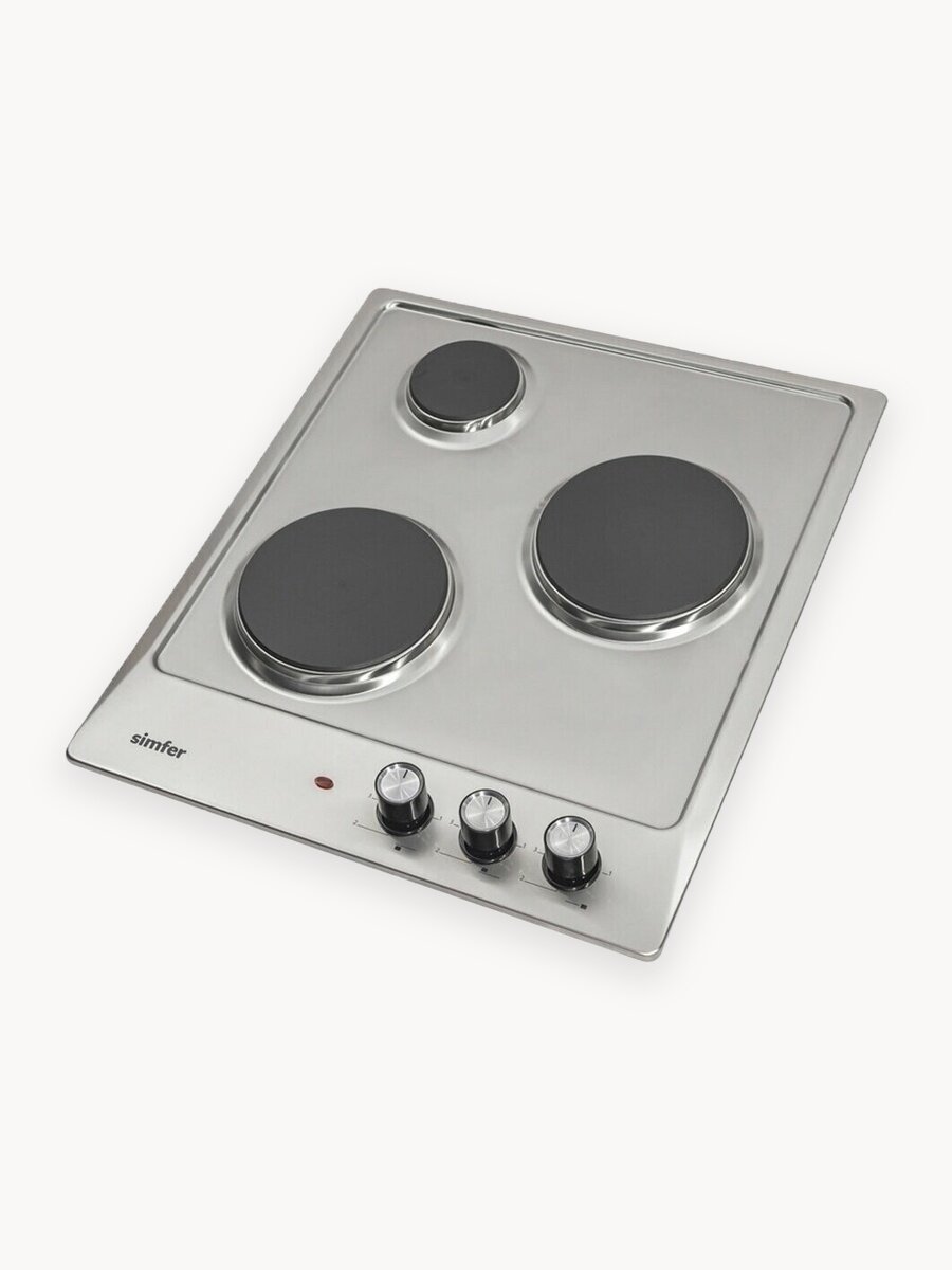 Варочная панель электрическая Simfer 45см, 3 конфорки, регулировка мощности, нержавеющая сталь, 5 ЛЕТ гарантия турция
