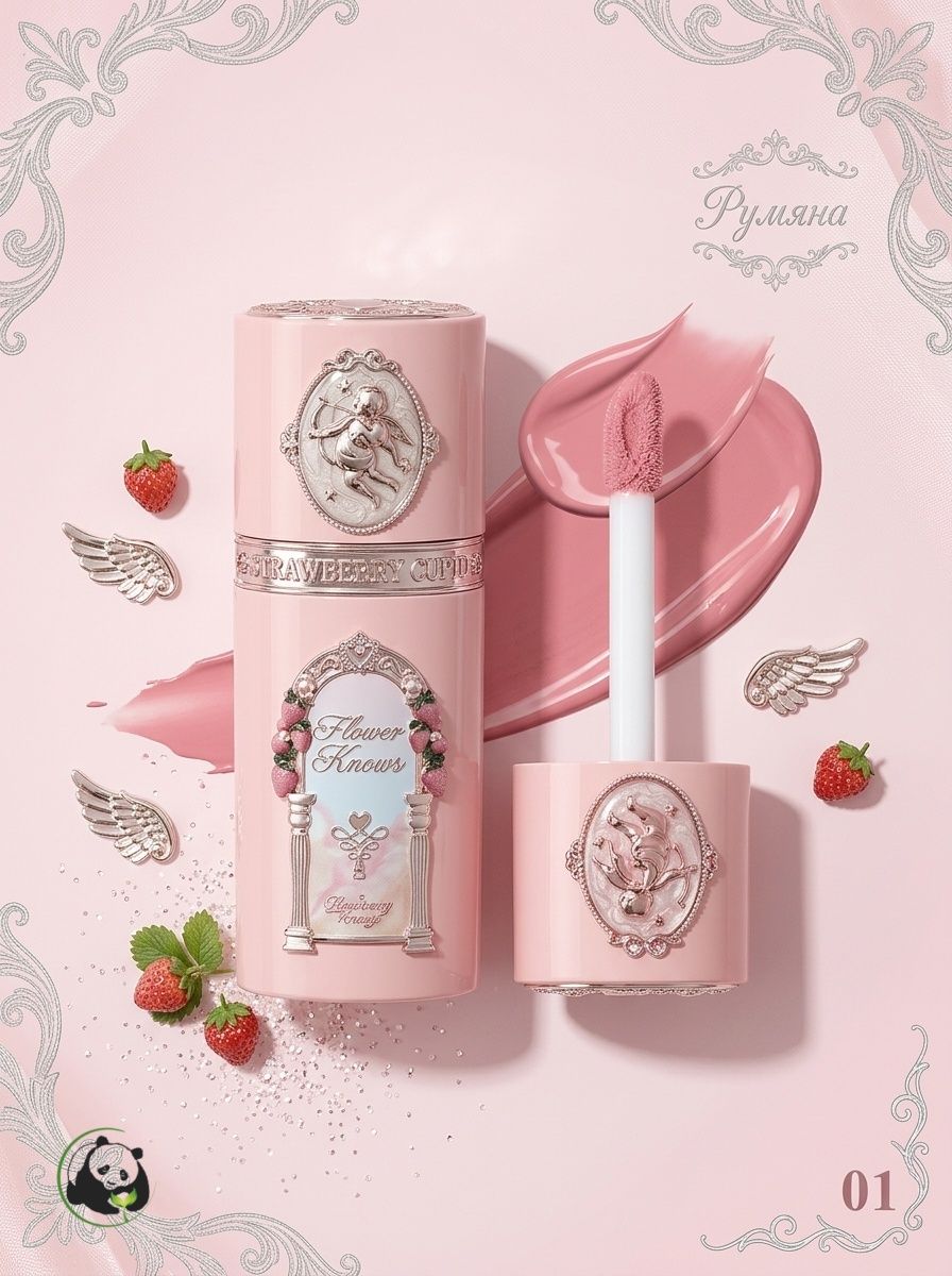 Румяна жидкие Flower Knows Strawberry Cupid 01, 7 г, глянцевые