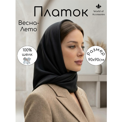 фото Платок world of accessories для женщин,90х90 см, черный