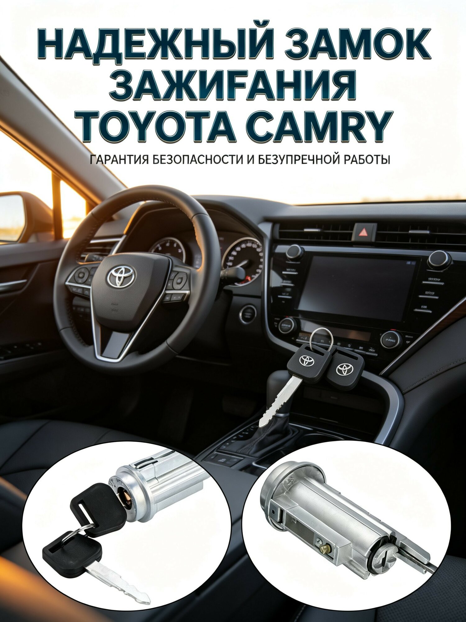 Цилиндр замка зажигания с 2 ключами, для Toyota Camry и совместимых моделей 69057-48011 Avalon Solara Tundra Lexus