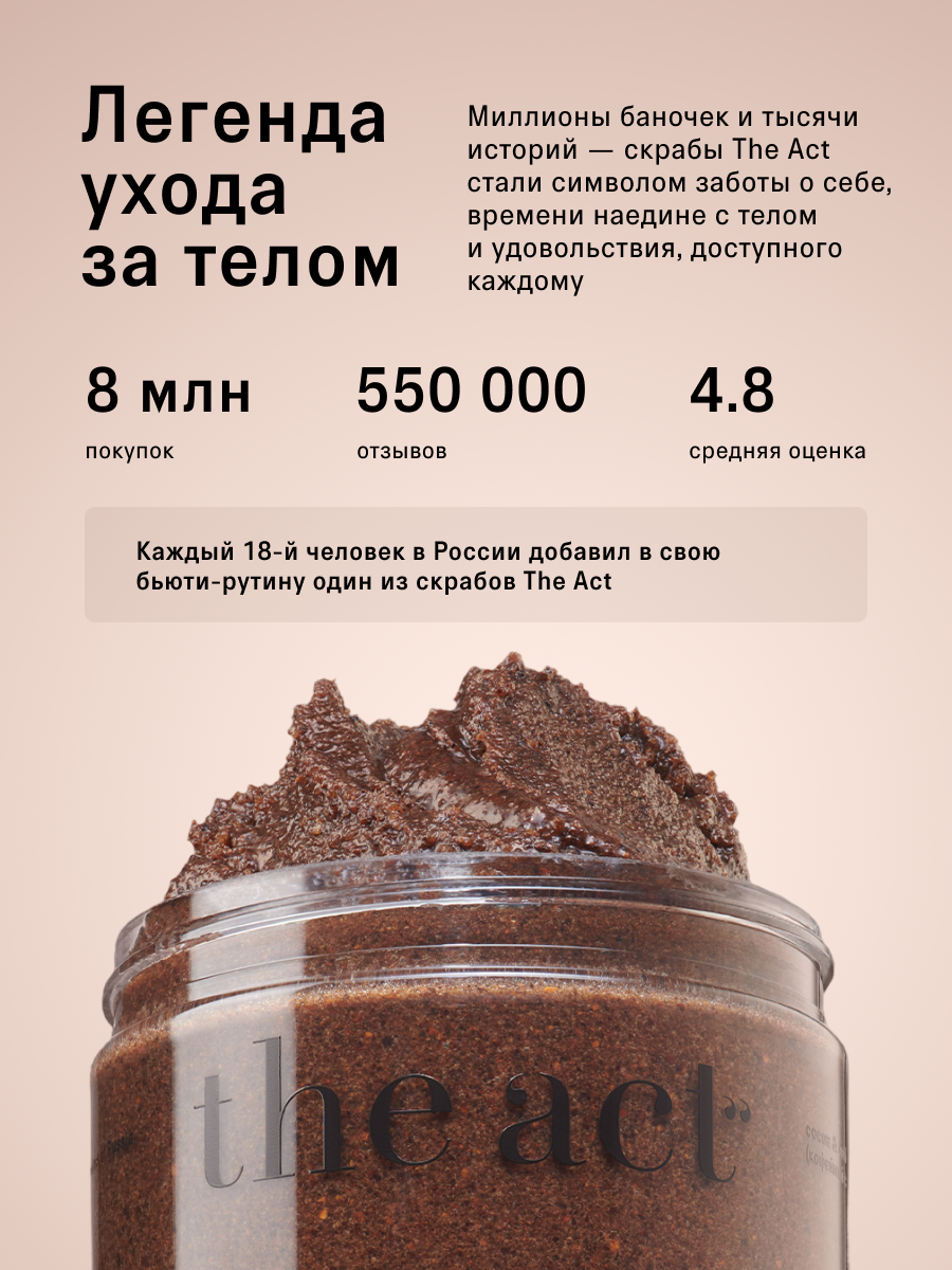 Скраб для тела The Act кофейный шоколад антицеллюлитный, 300г — фото 1