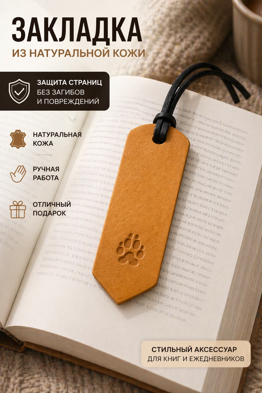 Закладки из натуральной кожи для книг, стильный аксессуар и подарок для мужчин и женщин