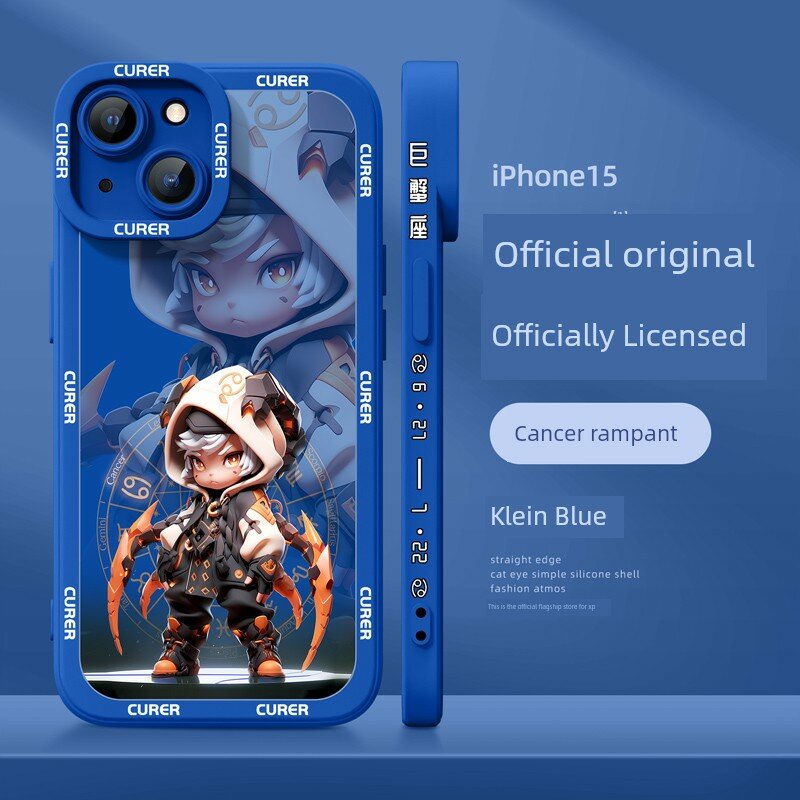Чехол для iPhone 12 с боковой гранью «Кошачий глаз» DK, Синий Клейна, дизайн Рака Марш MY для элегантного стиля