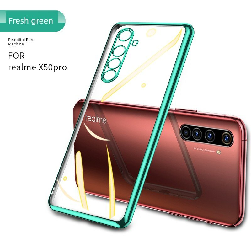 Силиконовый чехол для Realme X50 с защитой камеры от царапин в свежем зеленом цвете, полная защита, ударопрочный