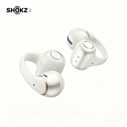 фото Наушники-клипсы shokz opendots 2, bluetooth, открытого типа, для спорта и бега, белый цвет，белый