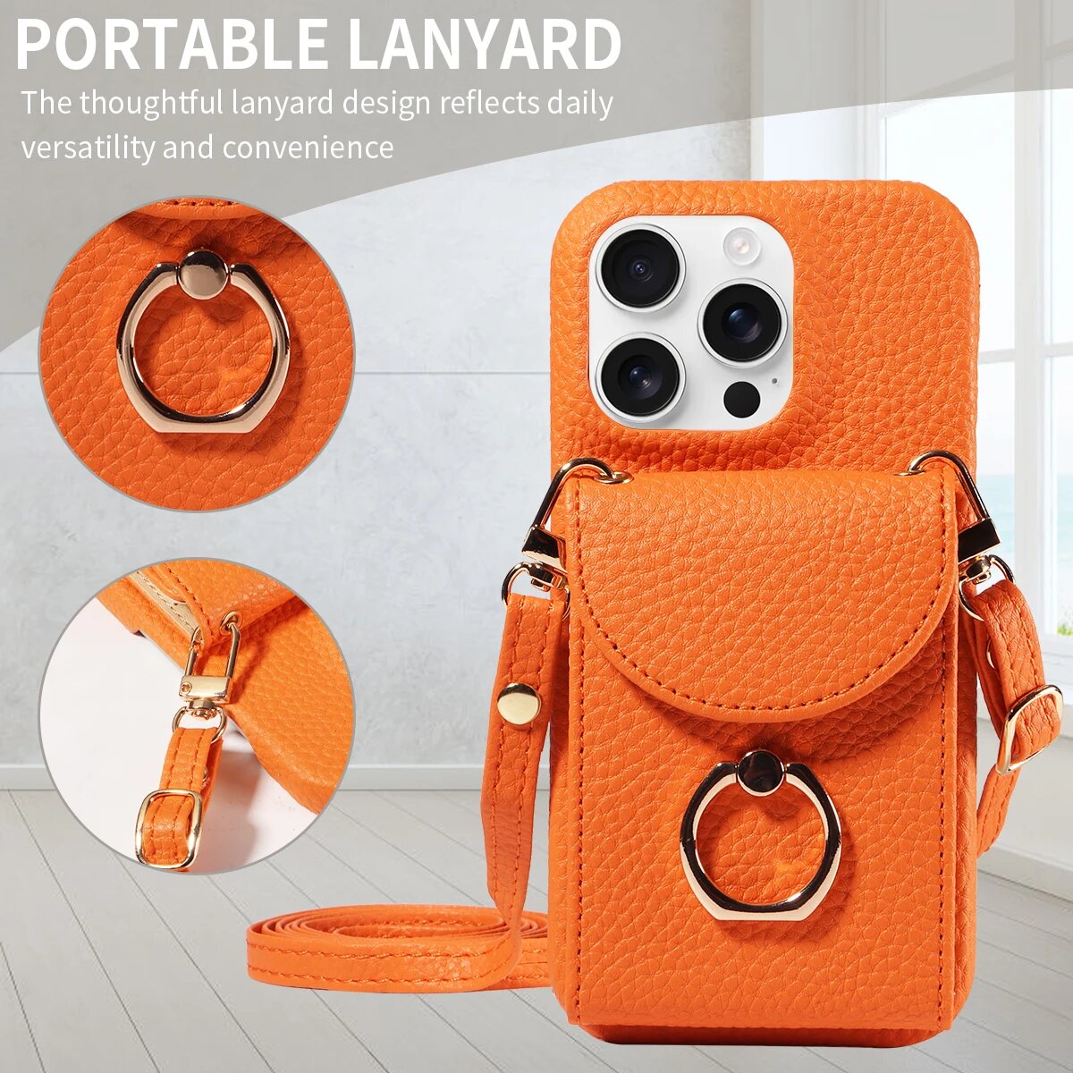 Оранжевый чехол с lanyard для Samsung Galaxy S24 Ultra