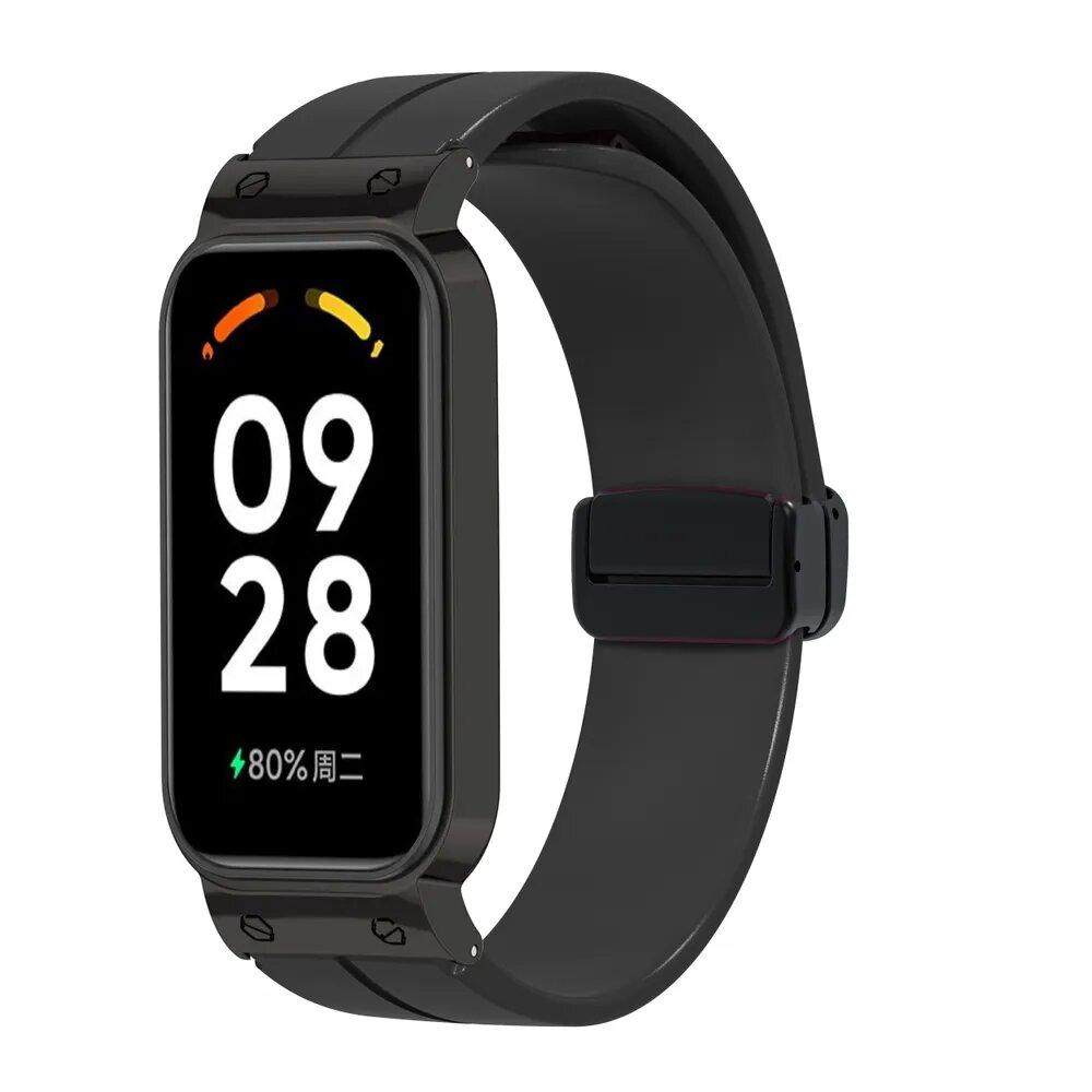 Магнитный силиконовый ремешок для Xiaomi Smart Band 8 Active/ Redmi Smartband 2