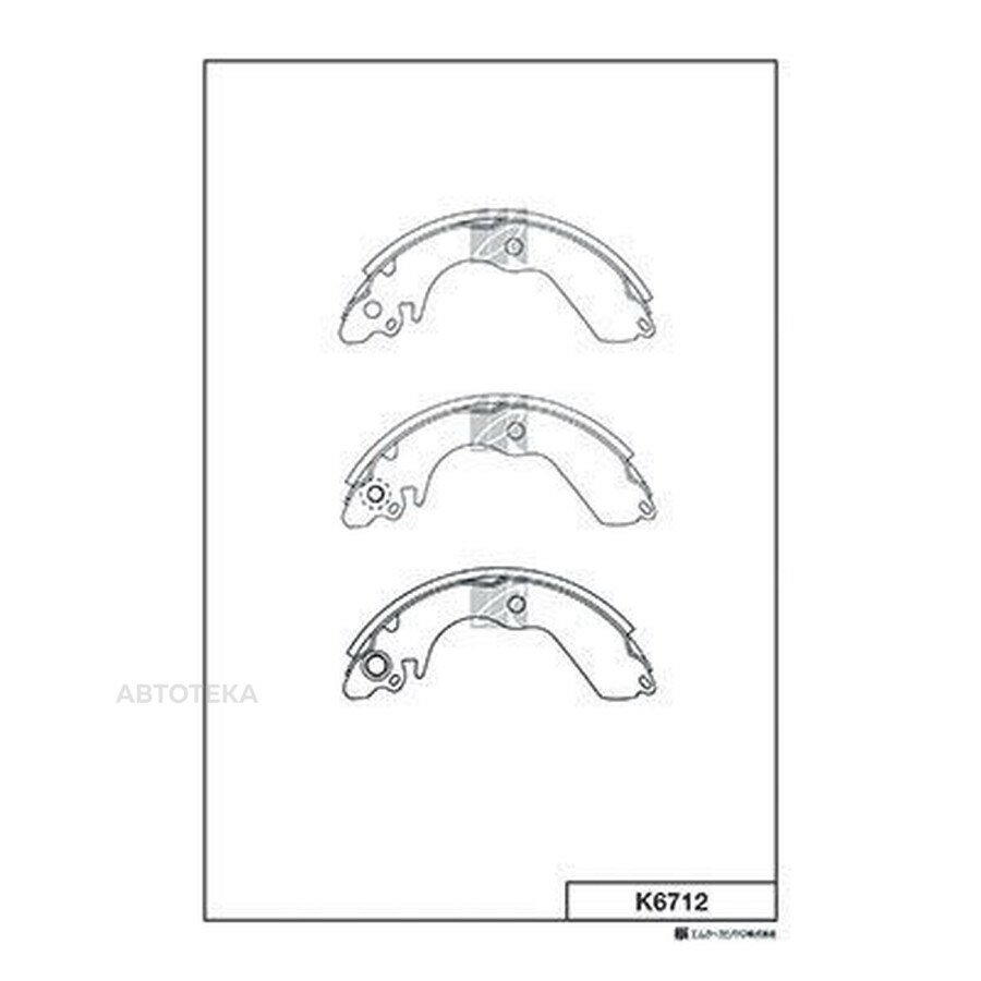Колодки тормозные барабанные задние KASHIYAMA K6712 MI Lancer/Mirage CA1A/CA2A/CA3A/CB1A/CB2A/CB3A/CA4/CB4A/CB6A/CB7A/CB8A/CC4A/CD5A/CD9A/CE9A 91- CJ1A/CJ2A/CK1A/CK2A/CK8A 95-96, Galant/Aspire/Eterna.