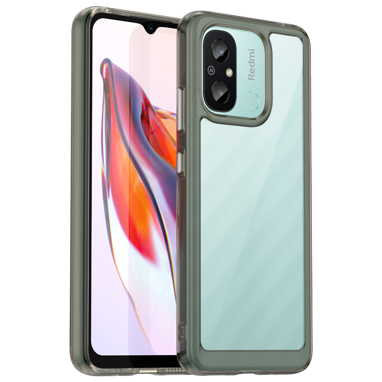 Усиленный чехол с мягкими рамками серого цвета для Xiaomi Redmi 12C, увеличенные защитные свойства