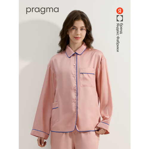 фото Рубашка pragma flow женская из лиоцелла с контрастным кантом, размер 2xl, розовый
