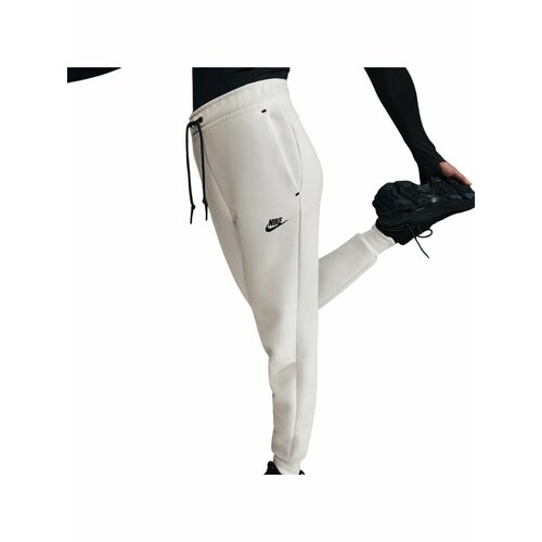 фото Брюки спортивные nike tech fleece mid-rise joggers, размер xl, белый, черный