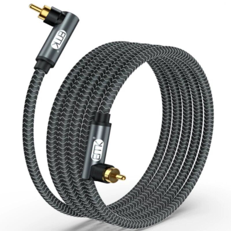 Цифровой коаксиальный аудиокабель EMK RCA SPDIF 5.1 для ТВ, цвет серый, длина 0.5м