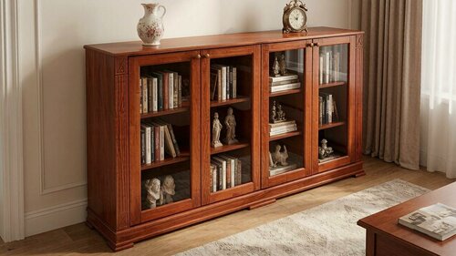 Изображение товара Комод книжный Верди рианна из массива сосны 150х50х90 см Дуб 2, 6 полок