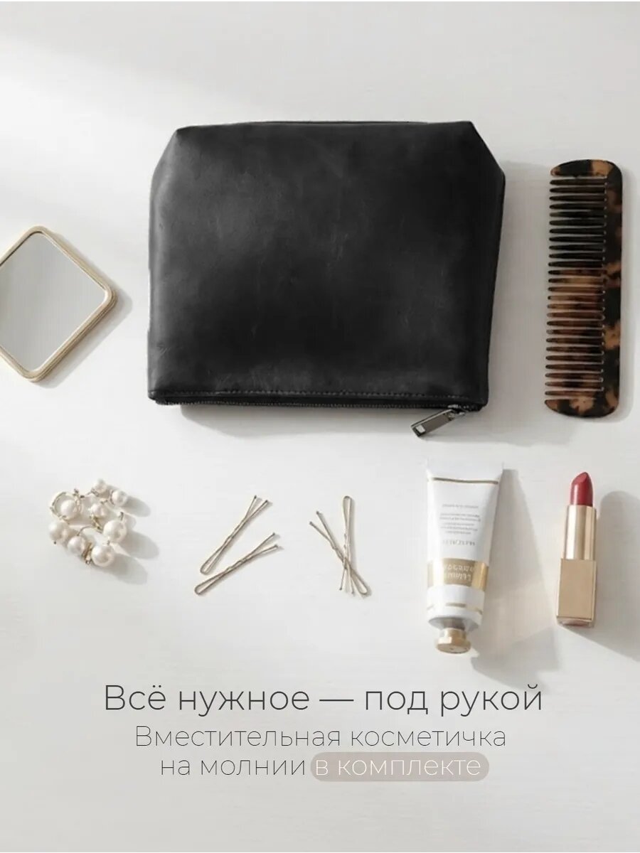 Сумка тоут , фактура гладкая, черный — фото 11